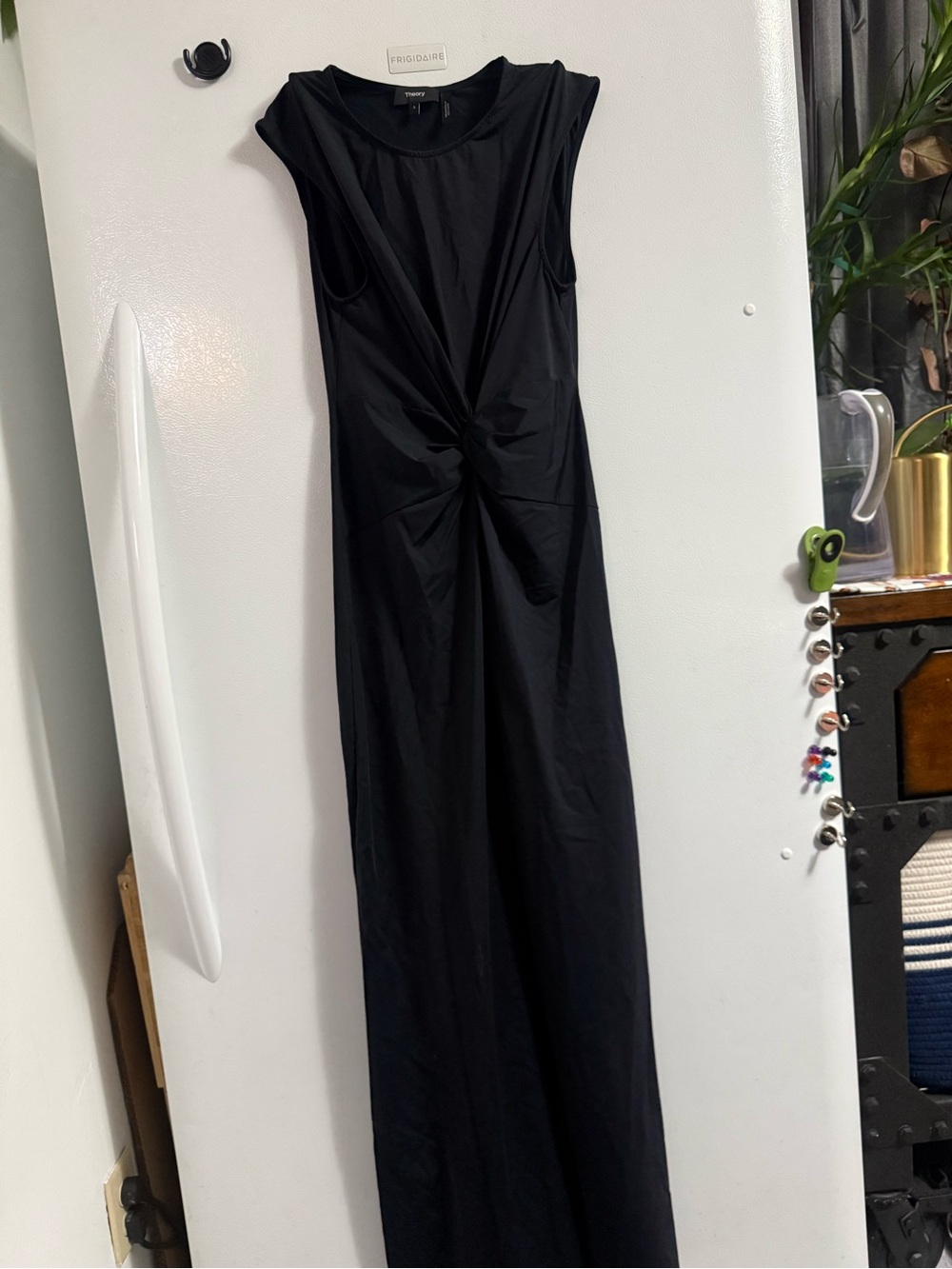 Theory Black Sleeveless Twist-Front Maxi Dress